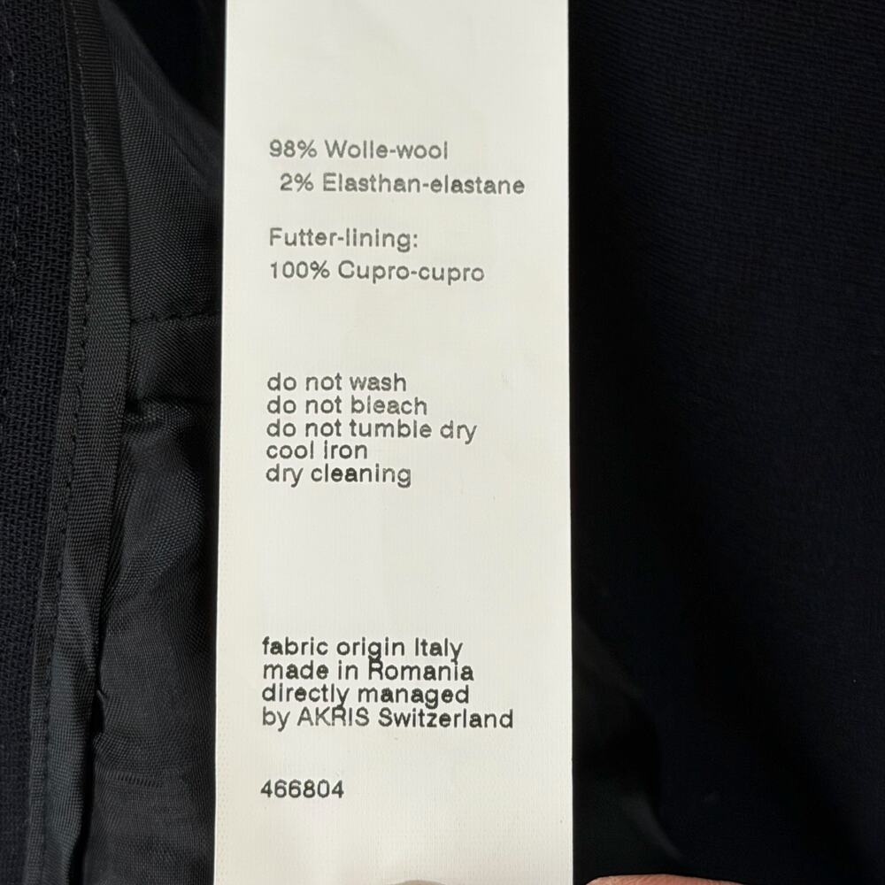 Akris Flore Navy Wool Stretch Tailored Trousers Womens 6 Quiet Luxury NWT $995 - Picture 14 of 15